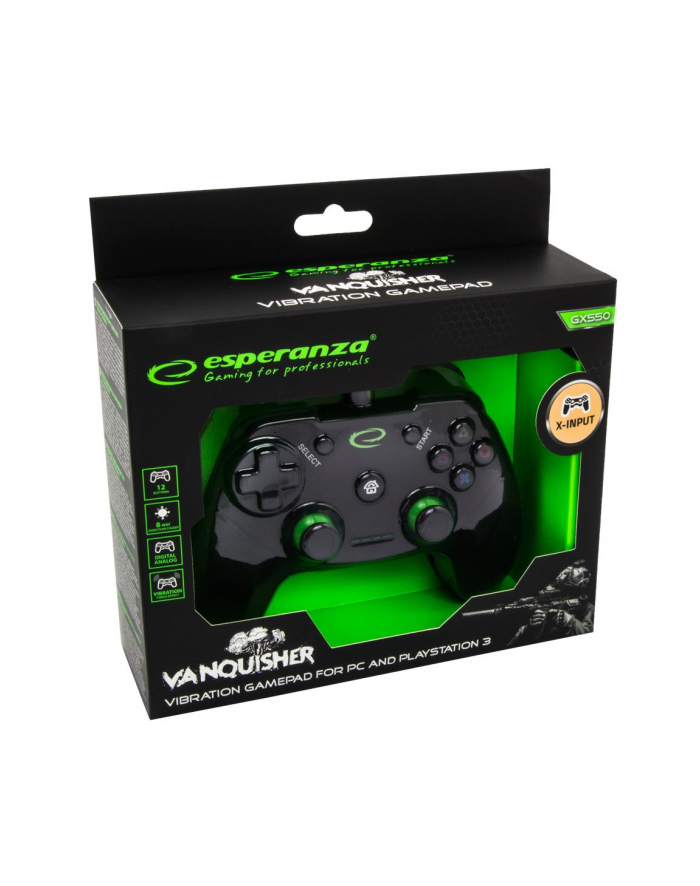 ESPERANZA EGG110K VANQUISHER - GAMEPAD Z WIBRACJAMI DLA PC/PS3/XBOX ONE USB główny