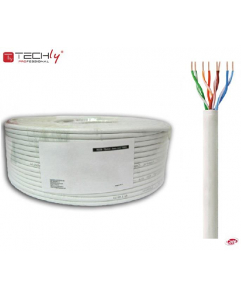 techly pro TechlyPro Kabel instalacyjny skrętka U/UTP Cat6 4x2 linka CCA 100m szary