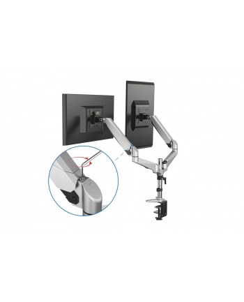 digitus Ramię biurkowe podwójne z zaciskiem, regulowany, 2xLCD, max. 27', max. 8kg, uchylno-obrotowe 360 stopni