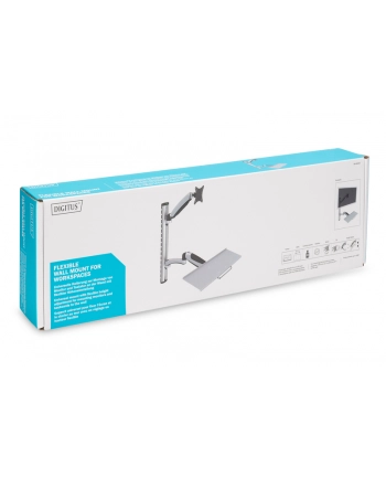 digitus Ramię naścienne pojedyncze, 1xLCD + klawiatura, max. 27', max. 8kg, uchylno-obrotowe 360 stopni  (PIVOT)