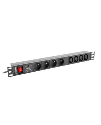 Lanberg  listwa zasilająca Rack PDU 1U 10A, 8x ( 4xE-4xIEC ), 2m, czarna