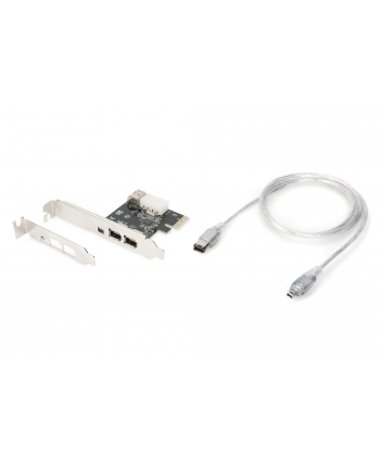 digitus Karta/Kontroler Firewire (400) PCI Exp., 2xZew. 1xZew.(Mini) IEEE1394a 6pin + Mini, Low Profile