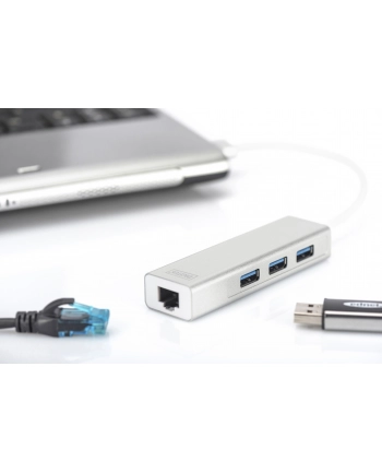 digitus HUB/Koncentrator 3-portowy USB 3.0 SuperSpeed z Gigabit LAN adapter