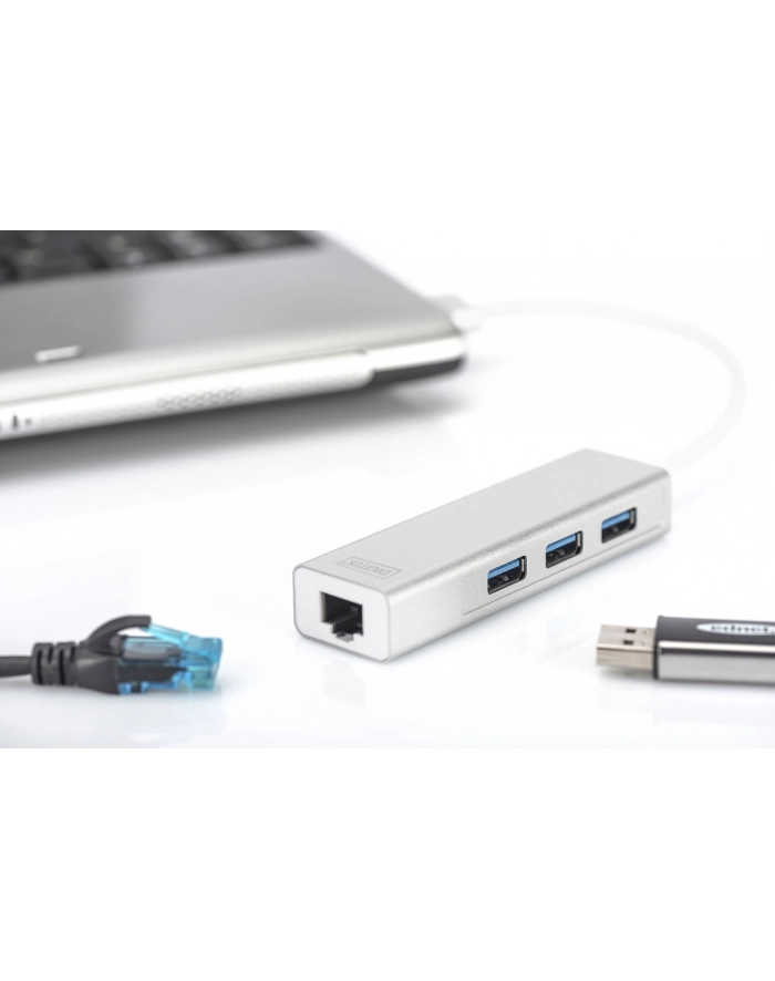 digitus HUB/Koncentrator 3-portowy USB 3.0 SuperSpeed z Gigabit LAN adapter główny