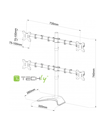 techly Ramię biurkowe na cztery monitory LED/LCD 13-27cali VESA 4x10kg regulowane