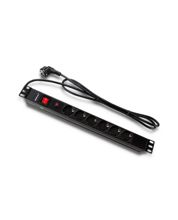 qoltec Listwa zasilająca CB do szafy RACK | 19cali | 1U | 16A | PDU |  6xSCHUKO | 2m