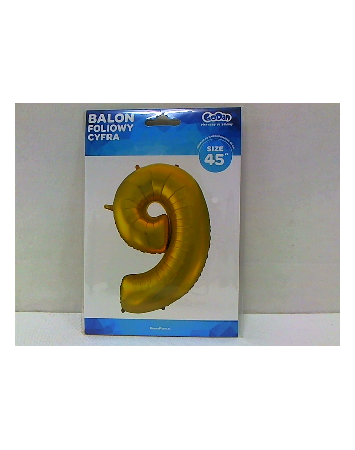 godan Balon foliowy Cyfra 9 złota 85cm HS-C45ZM9 główny