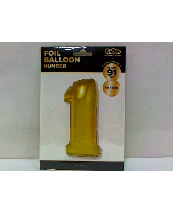 godan Balon foliowy Cyfra 1, złota, 85cm, FG-C85Z1