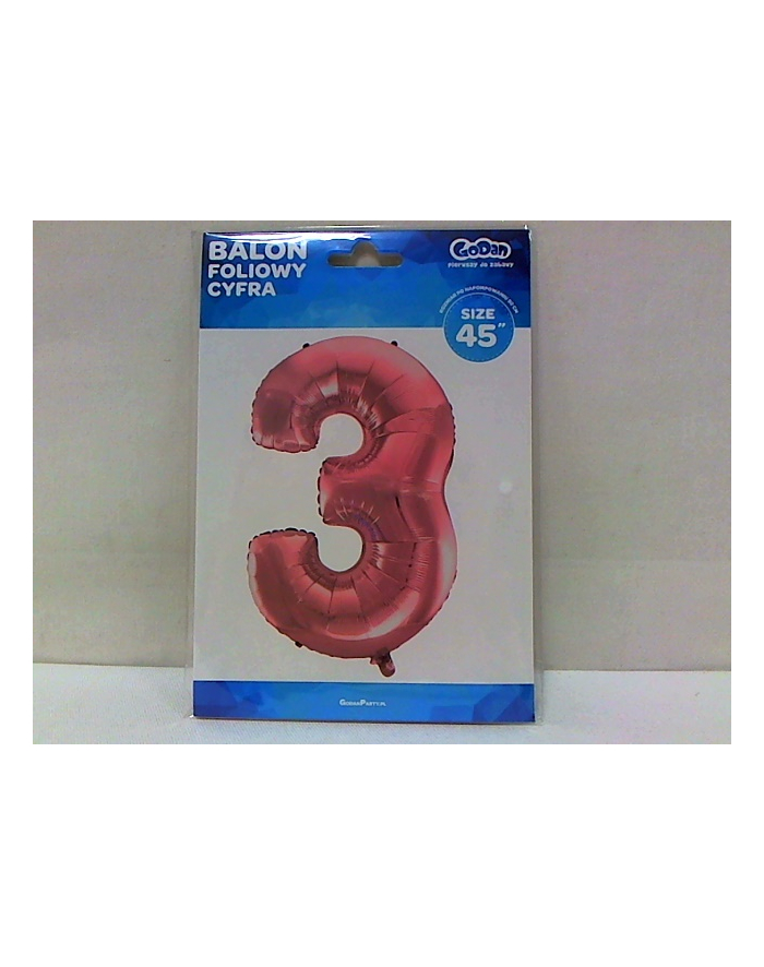 godan Balon foliowy Cyfra 3 różowa 92cm BC-HRO3 główny