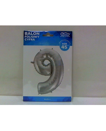 godan Balon foliowy Cyfra 9 srebrna 92cm BC-HSR9