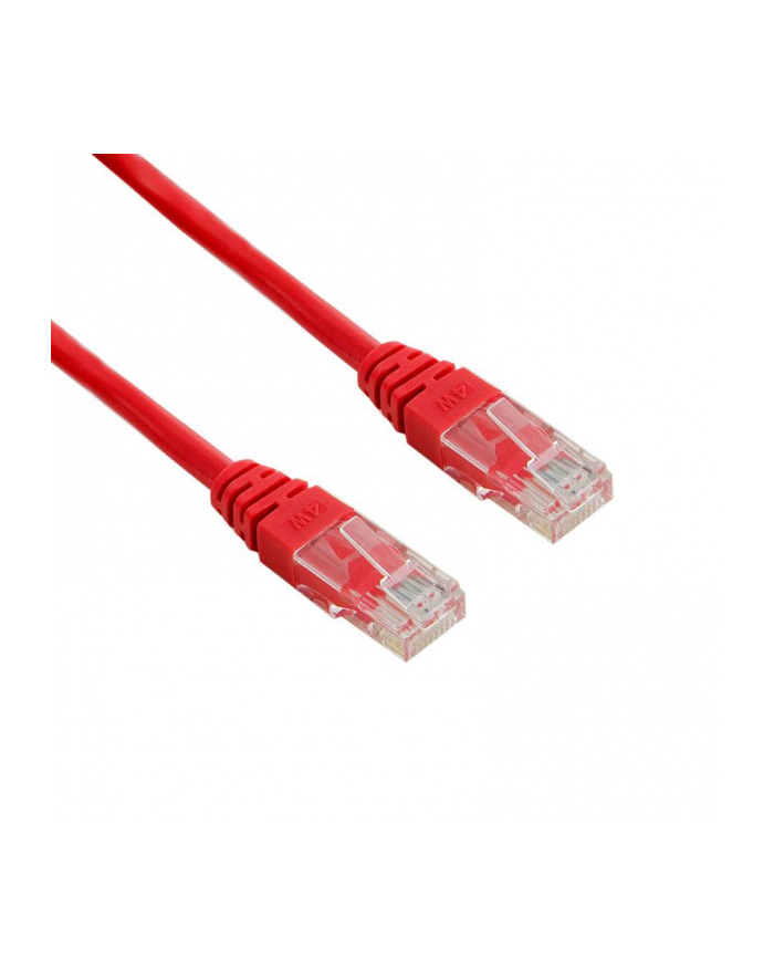 Patchcord RJ45, osłonka zalewana, kat. 5e UTP, 10 m, czerwony - retail główny