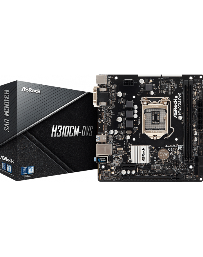 ASRock H310CM-DVS , INTEL H310 Series, LGA1151, supports DDR4 2666, 4 x SATA3 główny