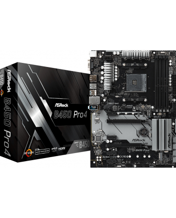 asrock Płyta główna B450 PRO4 am4 4DDR4 DSUB/DP/HDMI/M.2/USB3.1 ATX