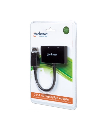 Manhattan Konwerter adapter DisplayPort DP na HDMI/VGA M/F pasywny czarny