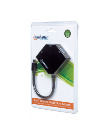 Manhattan Konwerter adapter Mini DisplayPort miniDP na HDMI/DVI/VGA M/F czarny