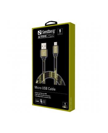 Sandberg Kabel MicroUSB 1m, zielony kamuflaż