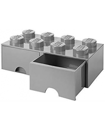 Podwojna szuflada klocek LEGO® z 8 wypustkami (Medium Stone Grey)