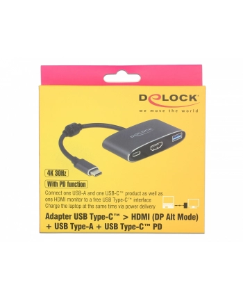 Delock adapter USB Typ-C - USB 3.1 + USB Typ-C+ HDMI (F) 4K (DP Alt Mode) nr 1