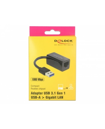 Delock Adapter USB 3.1 Gen 1 z wtykiem męskim USB Typu-A > Gigabit LAN nr 1