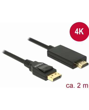 Delock kabel Displayport 1.2 (M) - HDMI-A (M) pasywny 2m; czarny