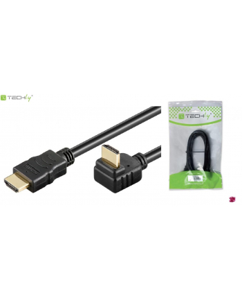 Techly Kabel monitorowy HDMI-HDMI M/M 1.4 Ethernet kątowy ekranowany 5m czarny