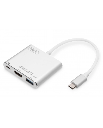 digitus Multi Adapter 1xHDMI 4K 30Hz UHD, 1xUSB Typ C PD, 1xUSB A na USB 3.0 Typ C, z audio, aluminiowy nr 2
