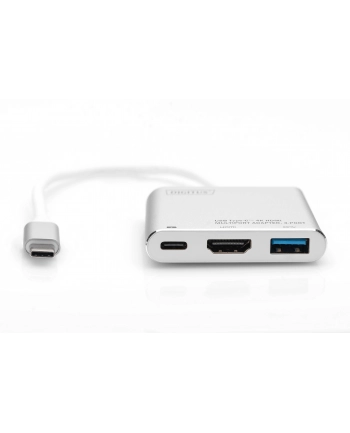 digitus Multi Adapter 1xHDMI 4K 30Hz UHD, 1xUSB Typ C PD, 1xUSB A na USB 3.0 Typ C, z audio, aluminiowy nr 1