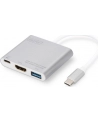digitus Multi Adapter 1xHDMI 4K 30Hz UHD, 1xUSB Typ C PD, 1xUSB A na USB 3.0 Typ C, z audio, aluminiowy - nr 22