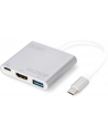 digitus Multi Adapter 1xHDMI 4K 30Hz UHD, 1xUSB Typ C PD, 1xUSB A na USB 3.0 Typ C, z audio, aluminiowy - nr 26