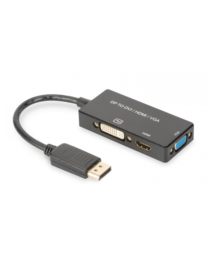 assmann Kabel adapter Displayport 4K 30Hz/1080p 60Hz Typ DP/HDMI(UHD)+DVI-I+VGA (FHD) M/Z czarny 0,20m główny