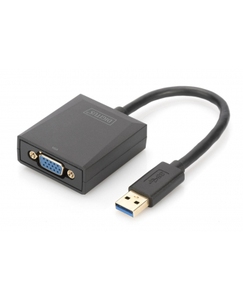 digitus Adapter graficzny VGA 1080p FHD na USB 3.0, aluminiowy, czarny