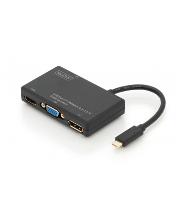 digitus Multi Adapter 1x HDMI 4K 60Hz UHD, 1x DisplayPort, 1x DVI 1x VGA, na USB Typ C, czarny, aluminiowy