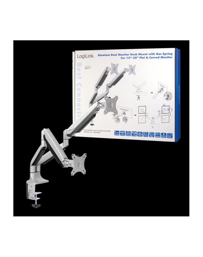 logilink Uchwyt aluminiowy na 2 monitory 13-27, max.9kg główny