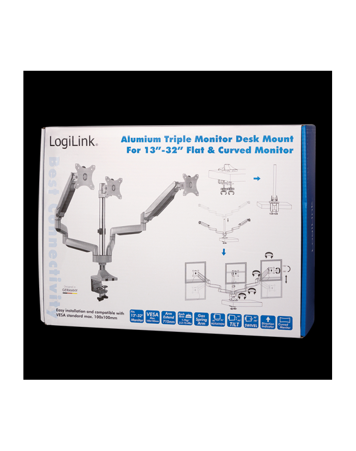 logilink Aluminiowy uchwyt na 3 monitory 13-27, max.8kg główny