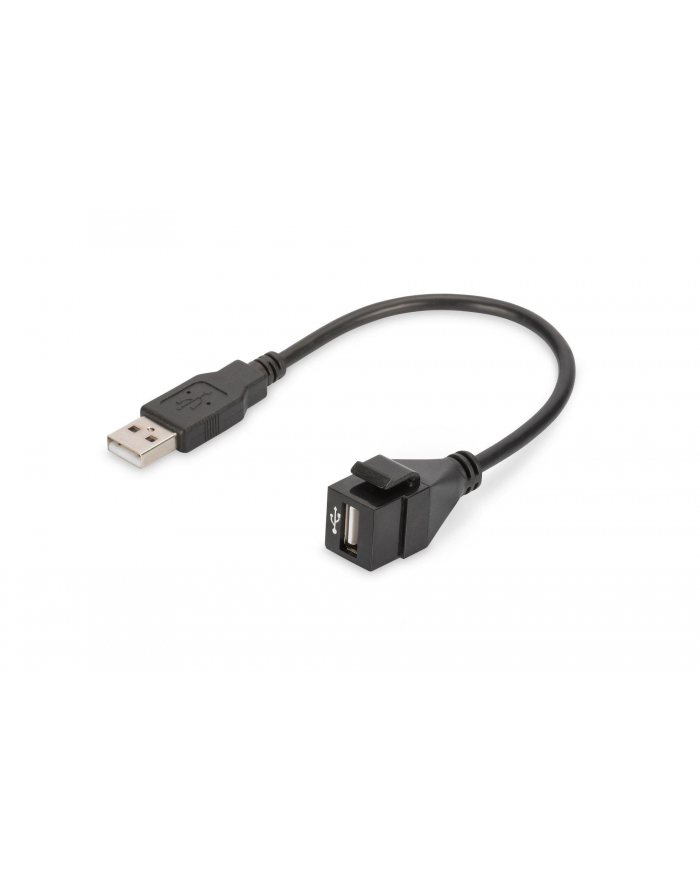 Moduł Keystone USB 2.0 z kablem 16cm, łącznik do gniazd i pustych paneli, żeński/męski, czarny główny