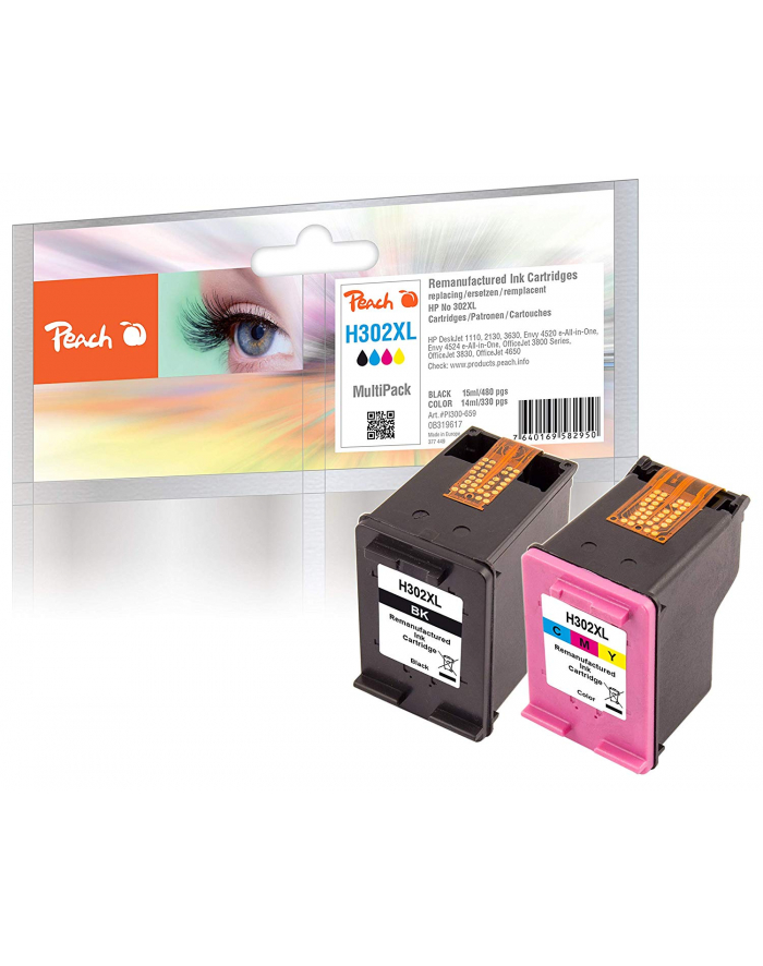 Tusz PEACH PI300-659 HP No 302XL MultiPack | black, color główny