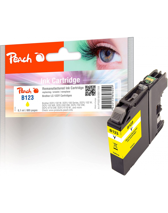 Tusz PEACH PI500-84 Brother LC-123 | yellow główny