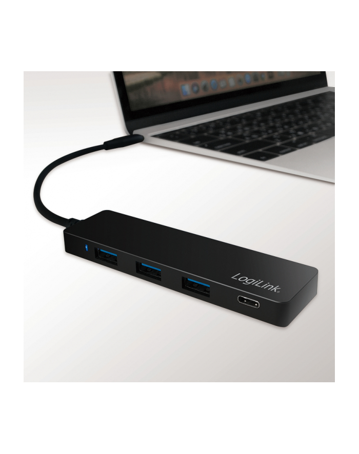 LOGILINK- Hub USB-C 3.1, 4-portowy, Ultra Slim, czarny główny