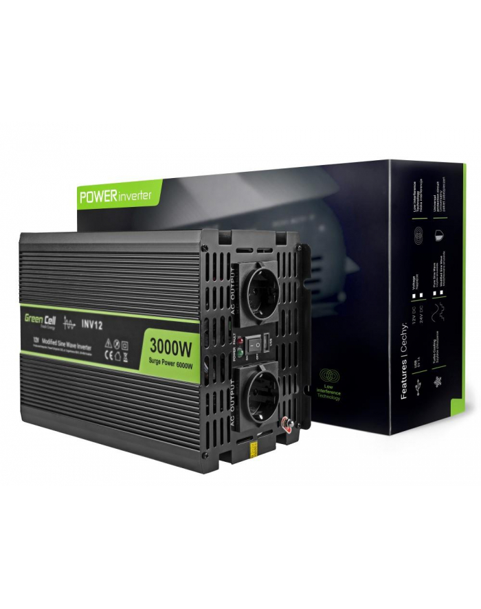 Samochodowa Przetwornica Napiecia Green Cell ® 12V do 220V, 3000W/6000W główny