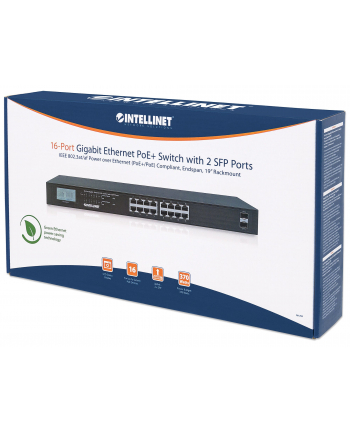 intellinet network solutions Intellinet Gigabit Ethernet switch 16x 10/100/1000Mbps RJ45 2x SFP PoE+ 370W LCD