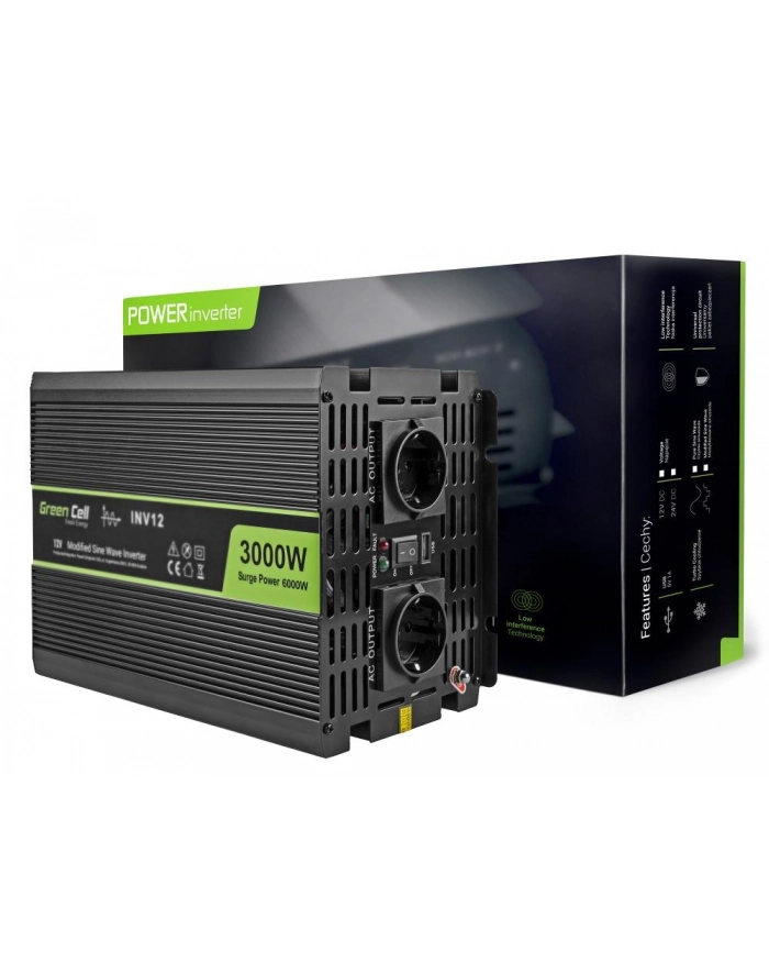 Samochodowa Przetwornica Napiecia Green Cell ® 12V do 220V, 3000W/6000W główny
