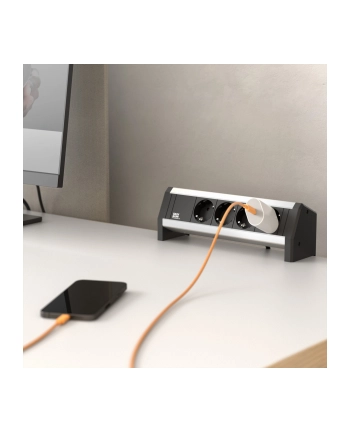 Bachmann DESK 1 339.1000 - black / silver - 4 socket strip