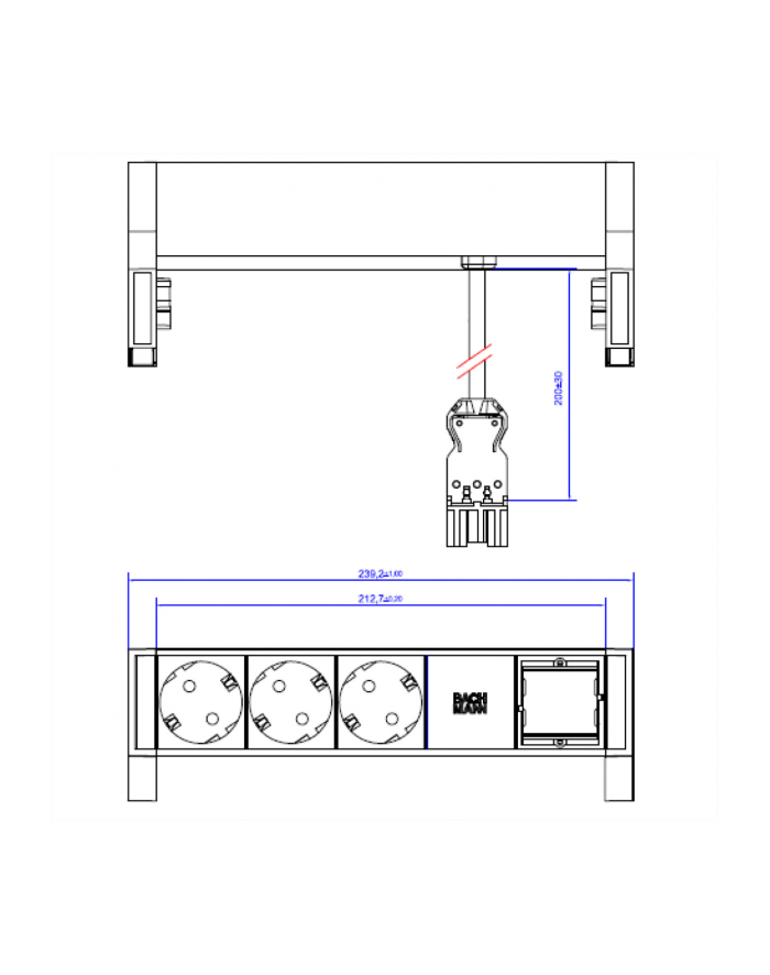 Bachmann DESK 2 902.200 - black / white, 1x custom module, 2 power strip główny