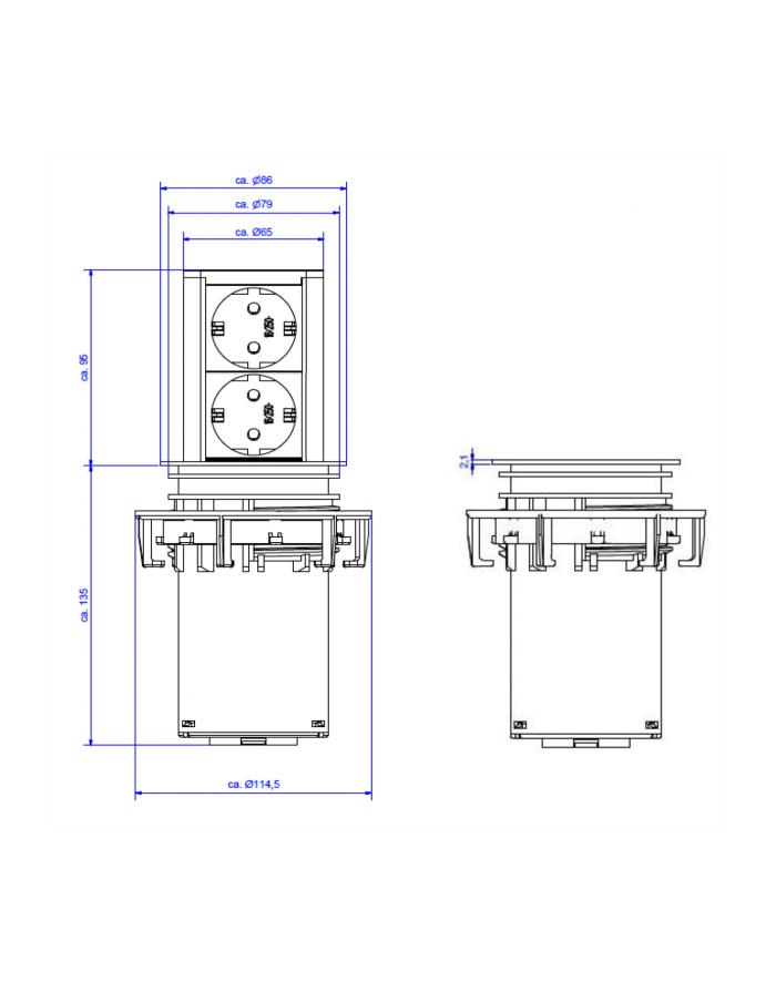 Bachmann Elevator safety socket 2x - power port - aluminum główny
