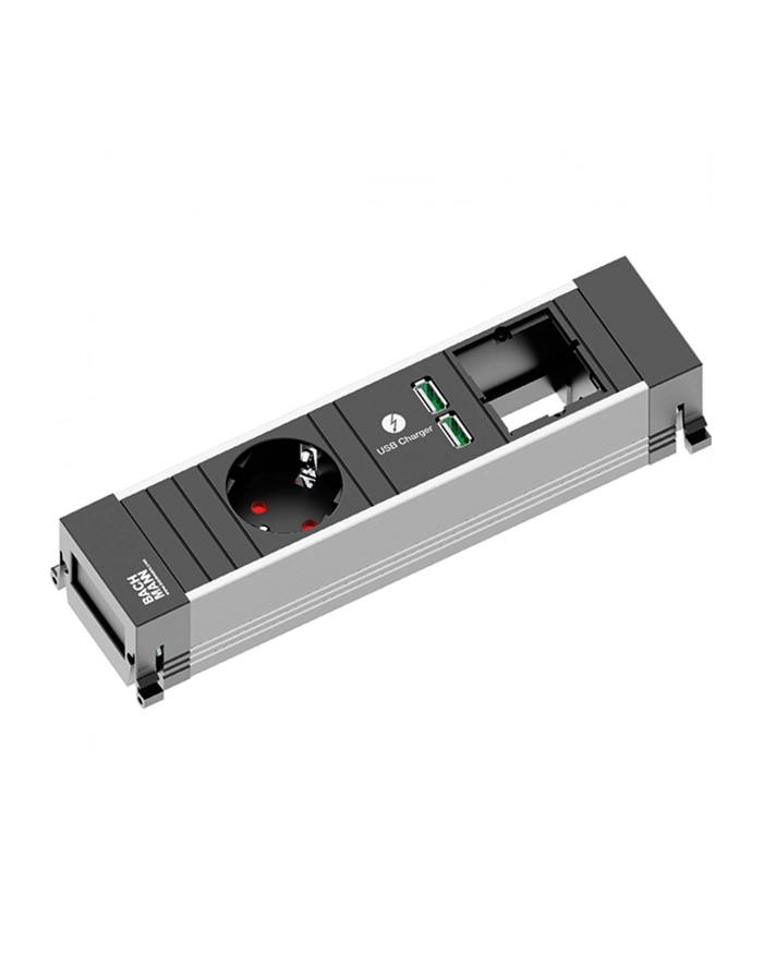 Bachmann 916.0039 - black / gray - 1x safety socket - 2x USB - 1x custom module, small główny