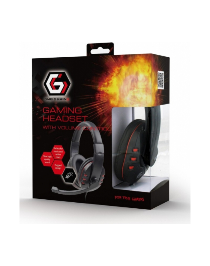 Gembird Gaming headset with volume control, glossy black główny