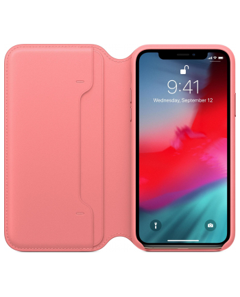 apple Etui skórzane folio iPhone XS - zgaszony róż