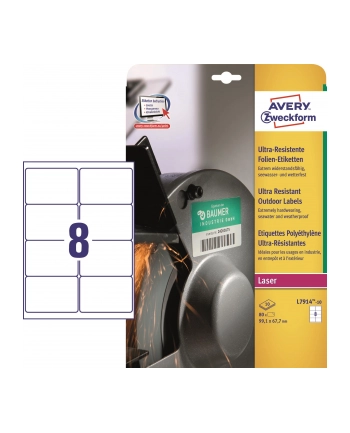 avery zweckform Etykiety Ultra Resistant 99,1 x 67,7mm, do drukarki, 80 sztuk nr 2