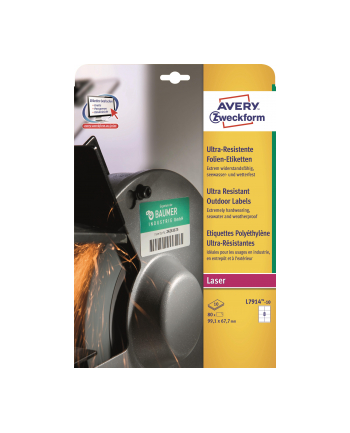 avery zweckform Etykiety Ultra Resistant 99,1 x 67,7mm, do drukarki, 80 sztuk