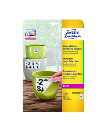 avery zweckform Usuwalne etykiety wodoodporne Heavy Duty, 45,7 x 21,2mm, białe   do drukarki, 960 sztuk